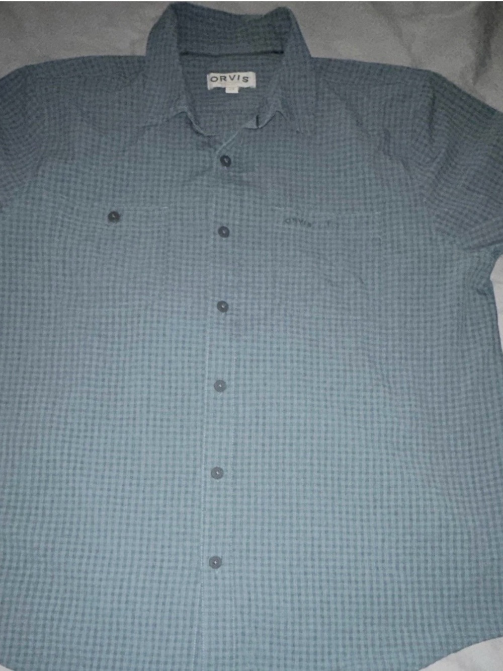 Orvis Men's Teal Mini-Check Button Down Shirt